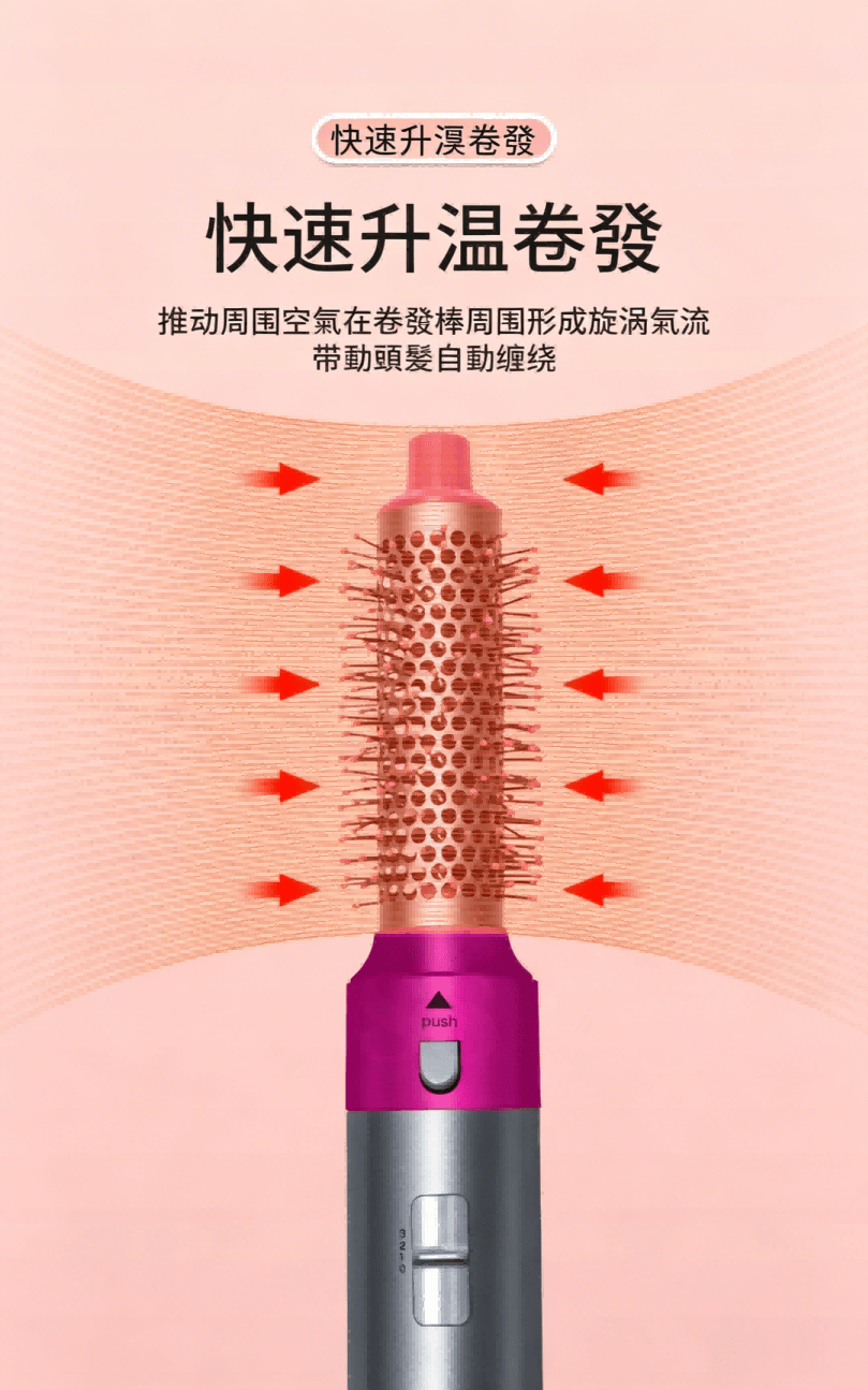 五合一熱风梳 吹梳一體吹風機 替換式造型頭 快速吹乾同步梳順捲髮 家用旅行沙龍必備