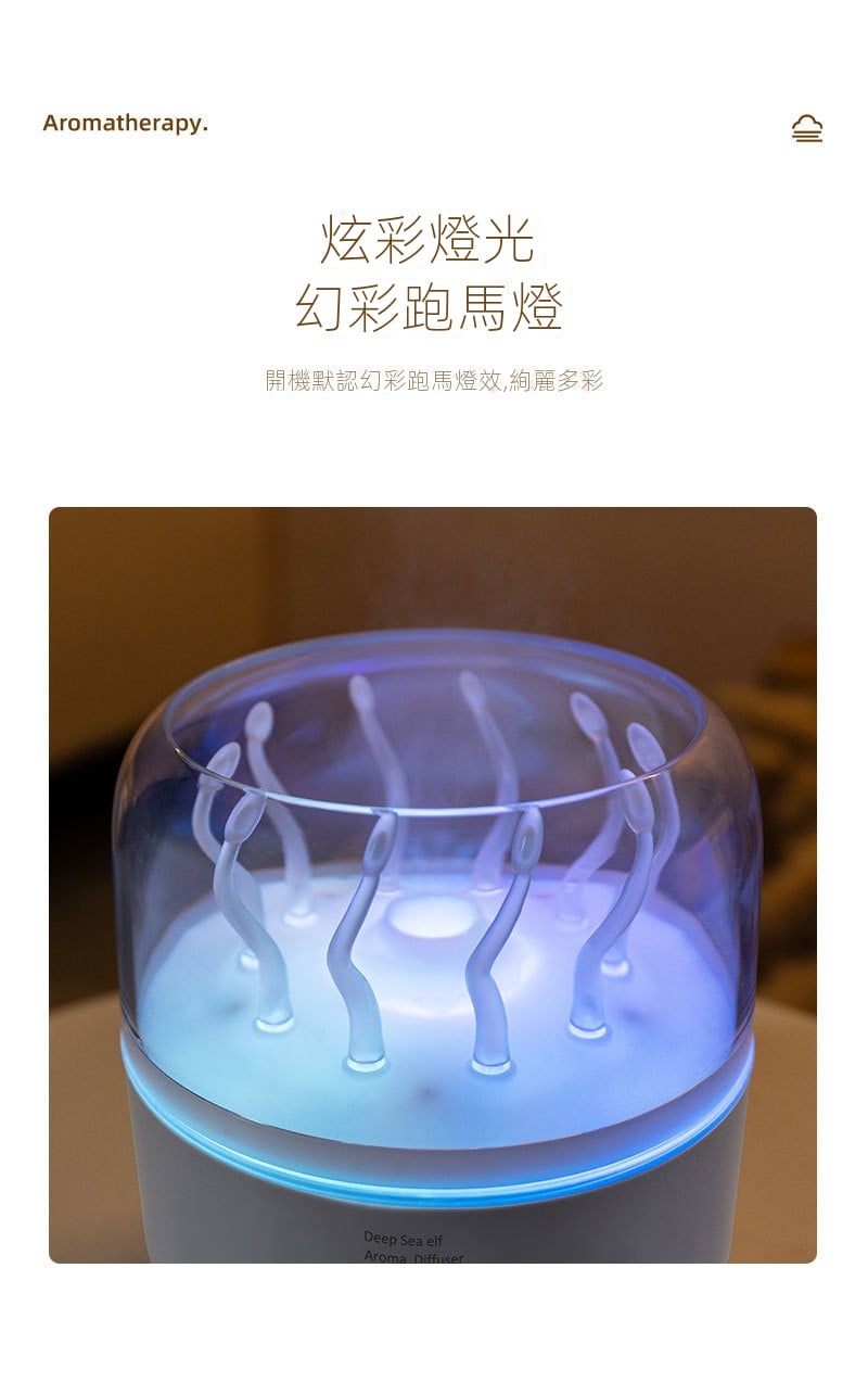 新款水母加濕香薰機精油氛圍水母噴圈加濕器用臥室香薰燈烟圈臥室