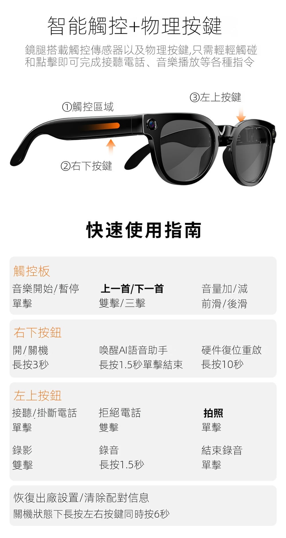 ai glasses 第一視角智能眼鏡 800 萬畫素錄影即時翻譯 輕量 38g 定向揚聲 商務出國日常通用