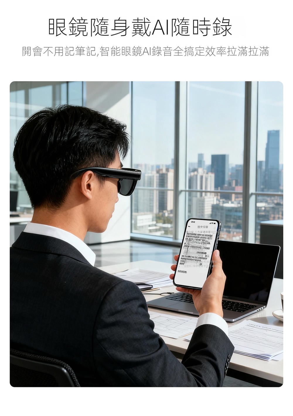 ai glasses 第一視角智能眼鏡 800 萬畫素錄影即時翻譯 輕量 38g 定向揚聲 商務出國日常通用